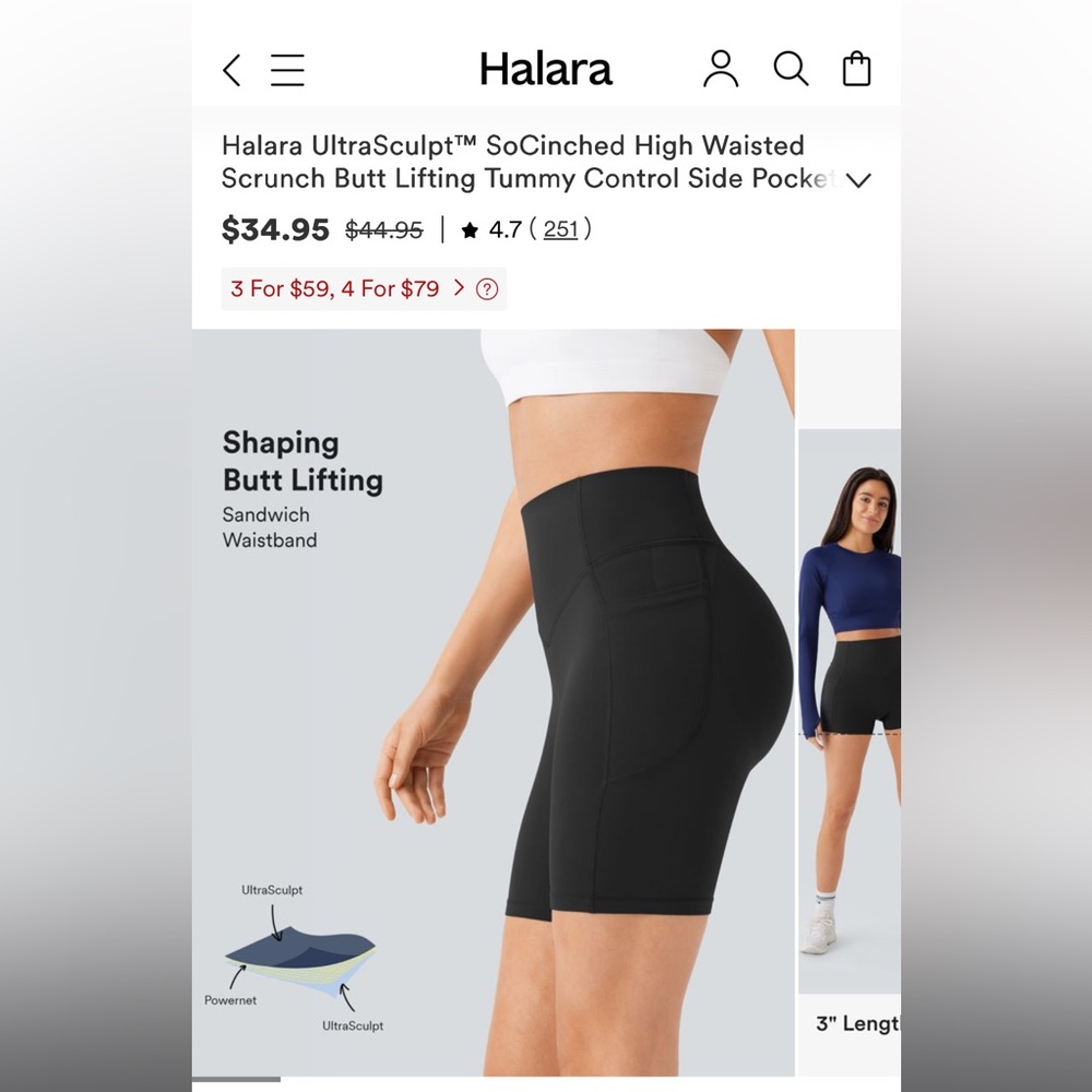 HALARA SoCinched Black Bike Shorts with Side Pocket